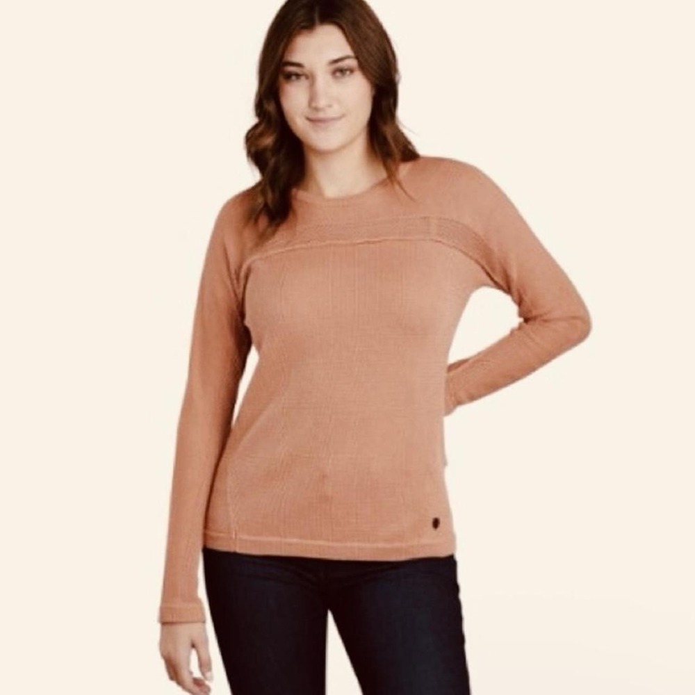 Kuhl Kosta Sweater Women's Sandstone Orange Ribbed Knit Style 4047 Cozy Pullover